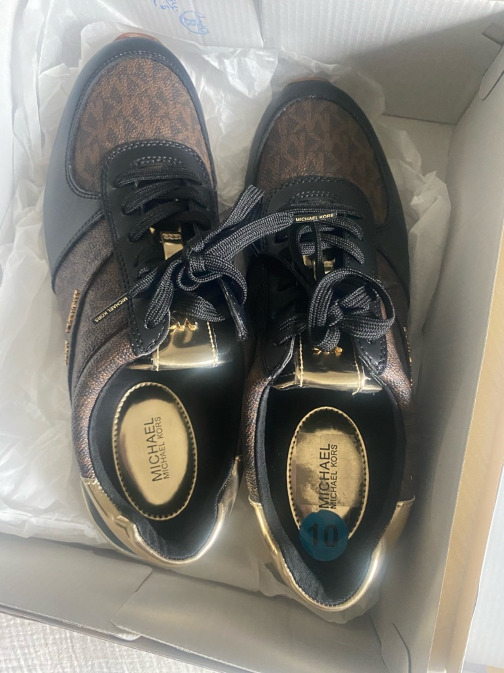 Michael Kors Black and Brown Monogram Slip-On Sneaker